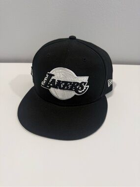 New Era Black & Silver Lakers hat Patch Cap